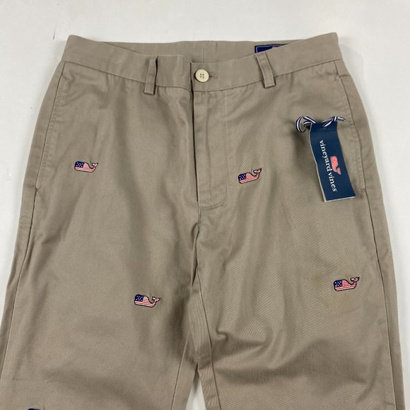 Vineyard Vines Micro Whale AOP Chino Club Pants Mens 30 Khaki Tan - Picture 6 of 16